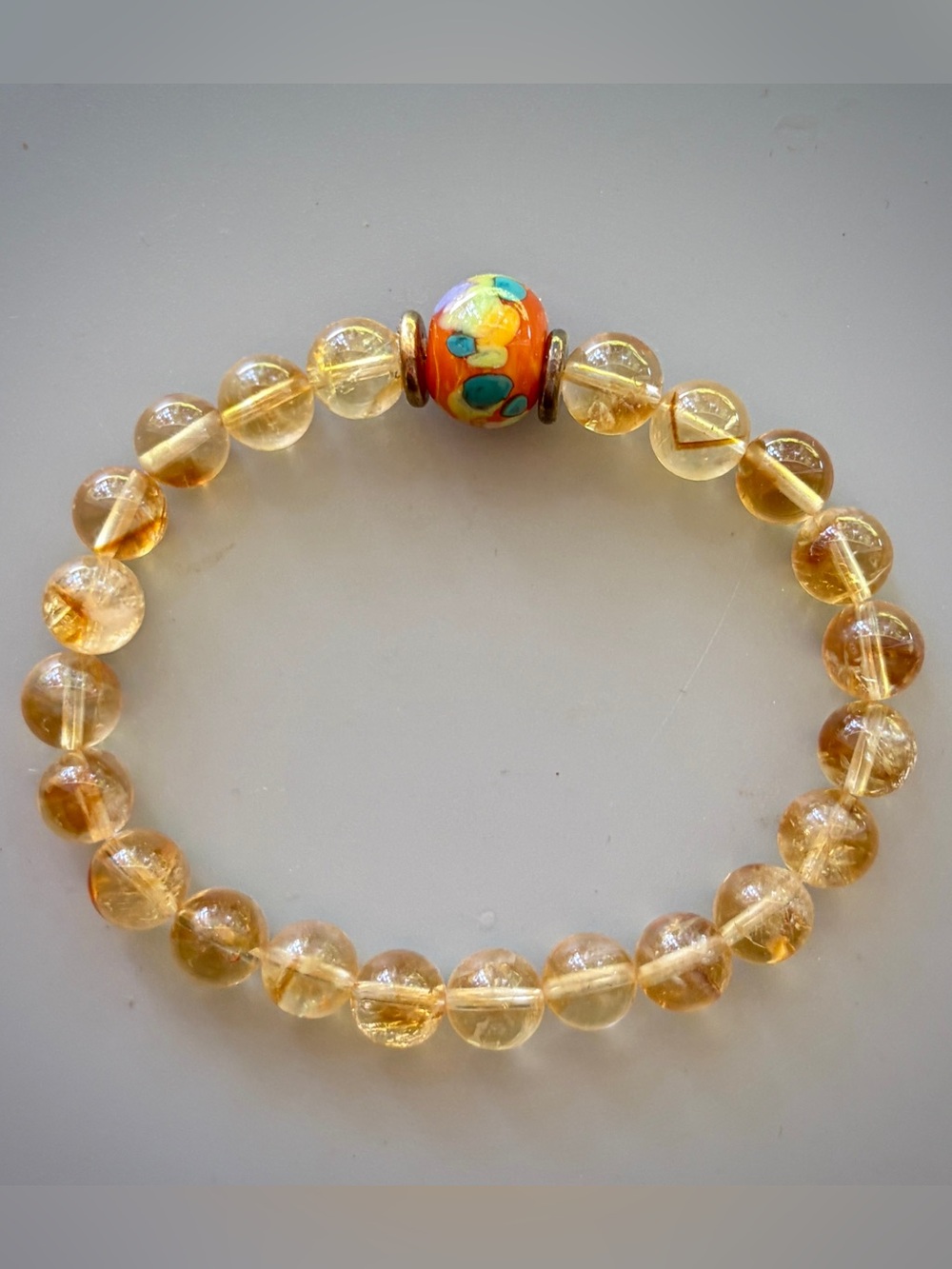 Yellow Citrine Handcrafted Bead Bracelet